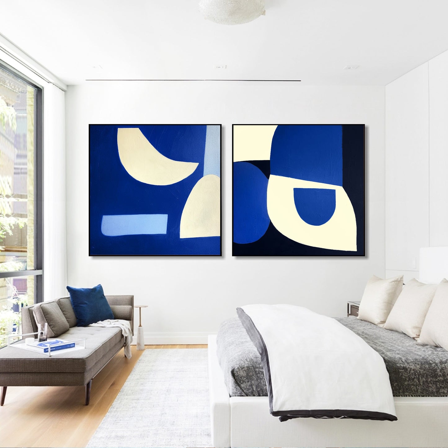 Navy Blue geometric abstract painting