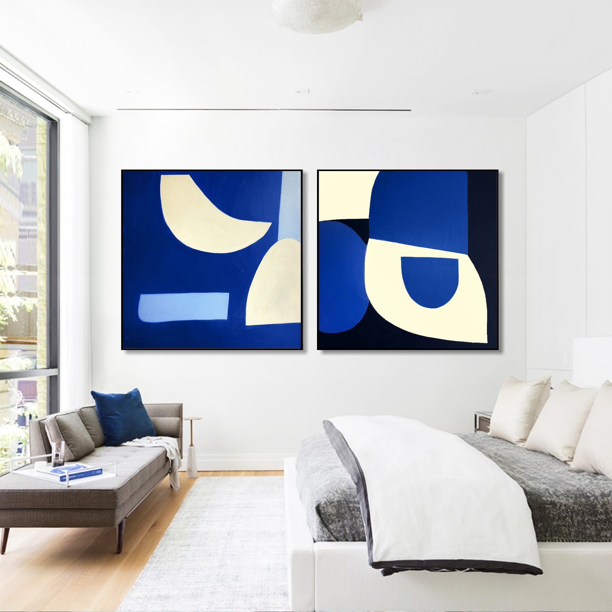 Navy Blue geometric abstract painting