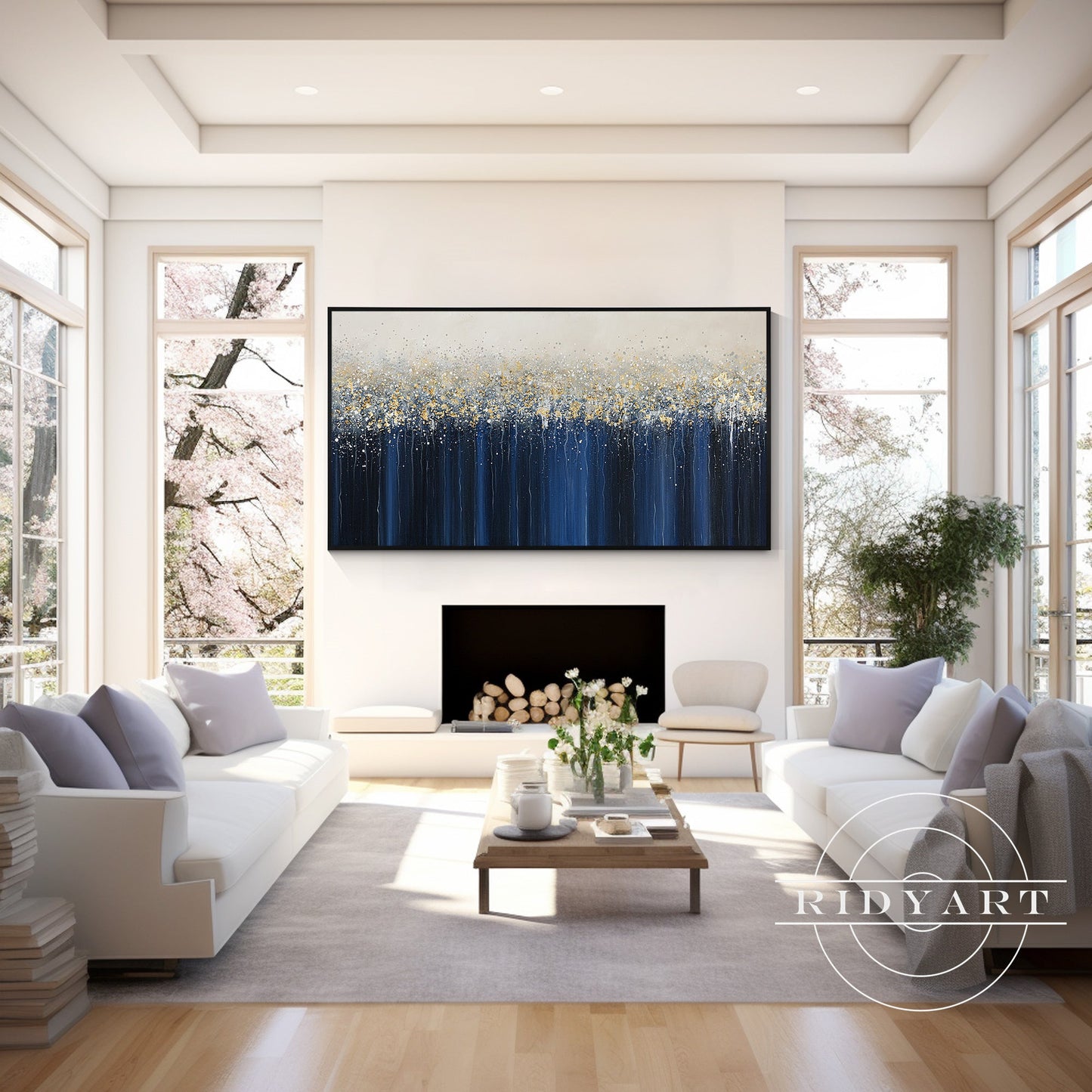 Navy Blue Abstract Wall Art
