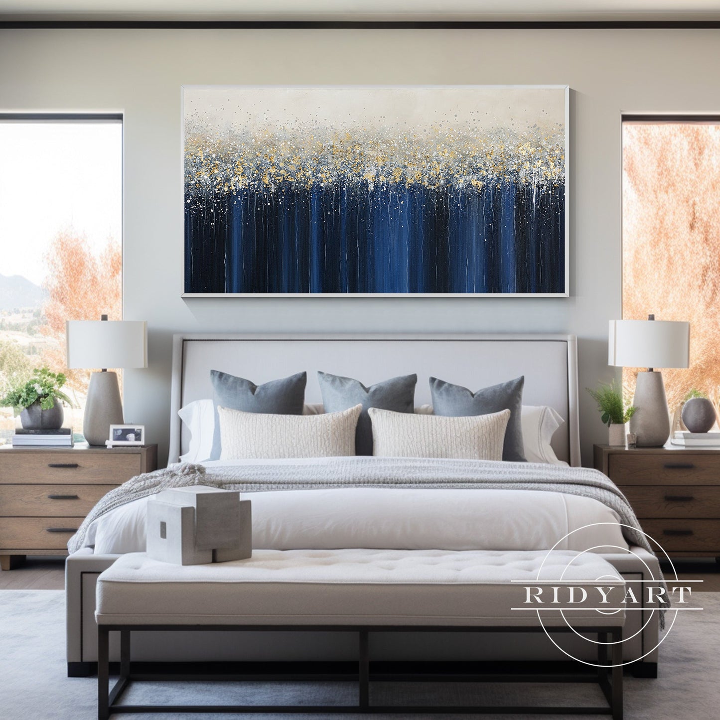 Navy Blue Abstract Wall Art