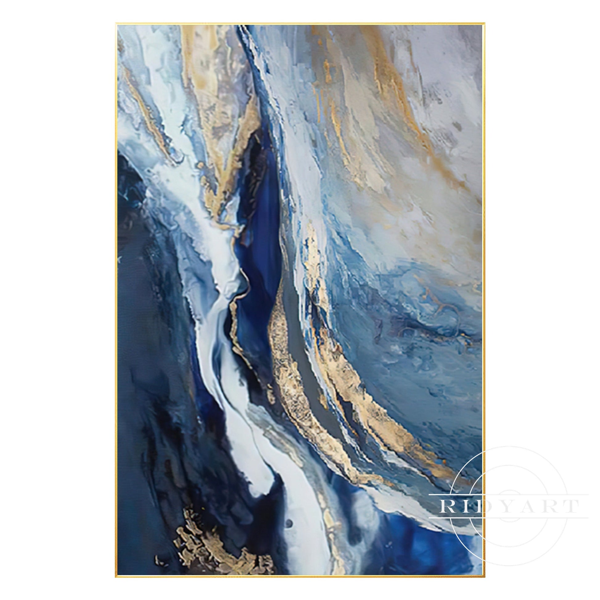 Navy and gold wall art