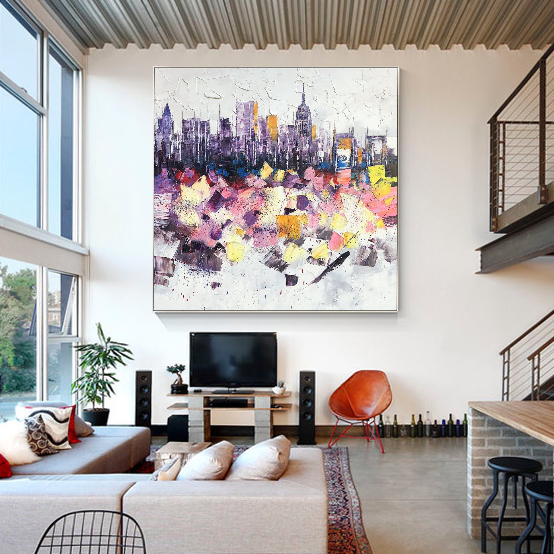 New York  skyline  oil painting