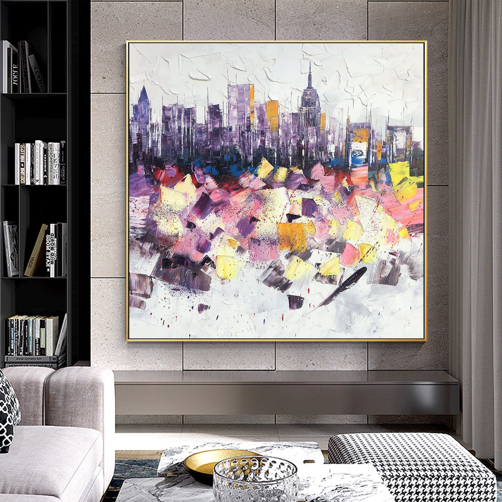 New York  skyline  oil painting