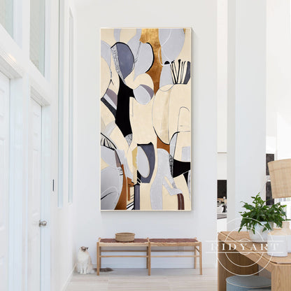 Organic Shape Abstract Geometric Painting on Canvas