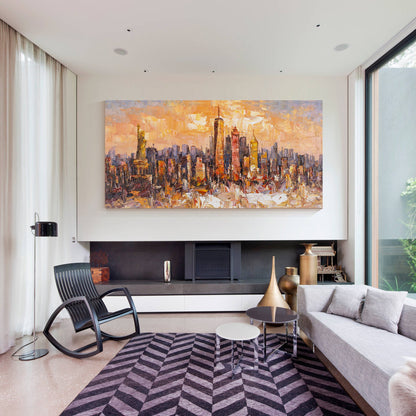 Original New York City Art - Textured Skyline Painting