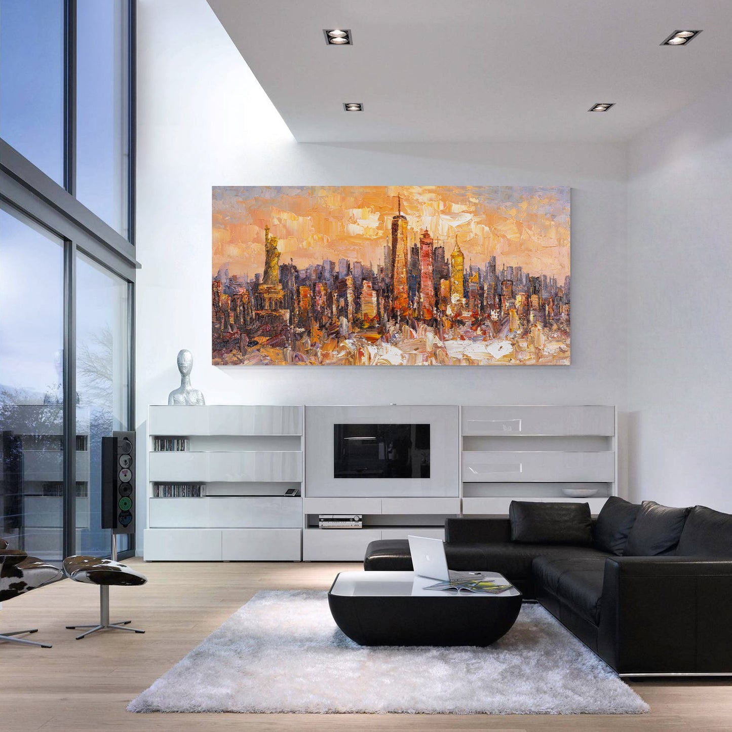 Original New York City Art - Textured Skyline Painting