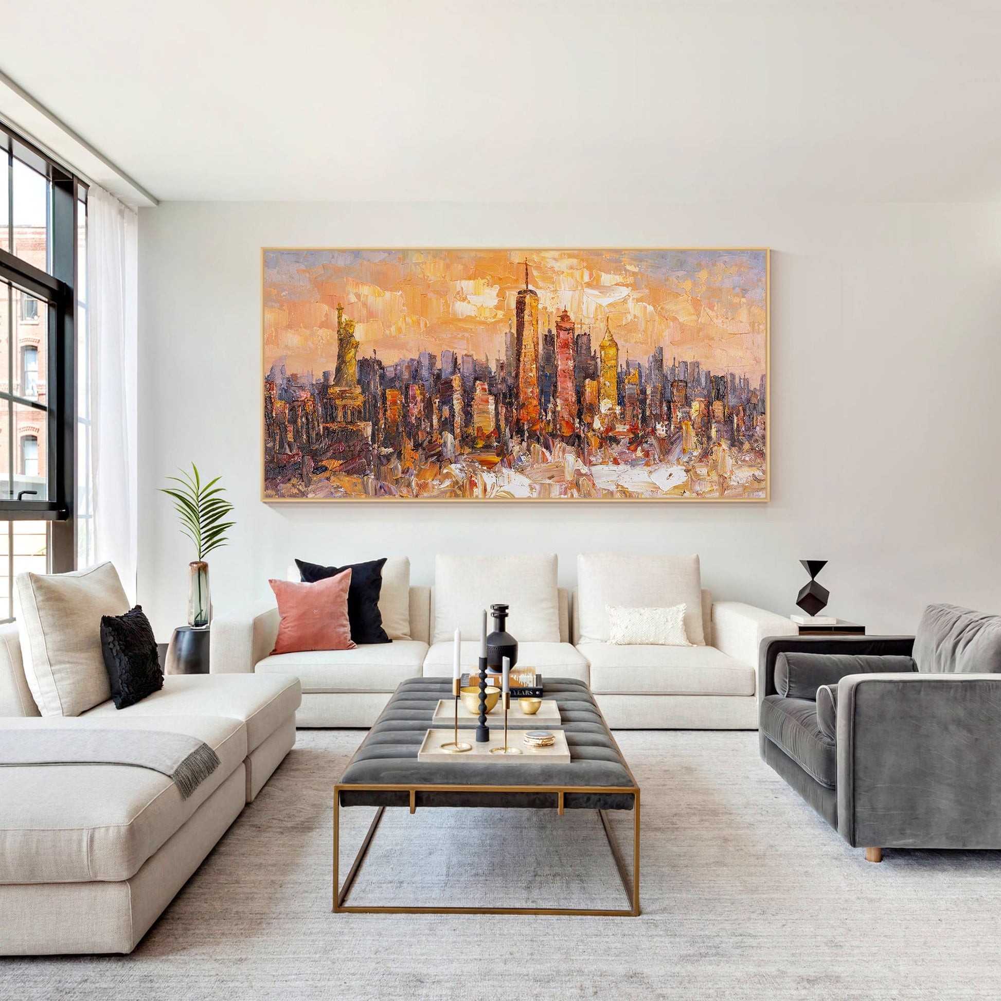 Original New York City Art - Textured Skyline Painting