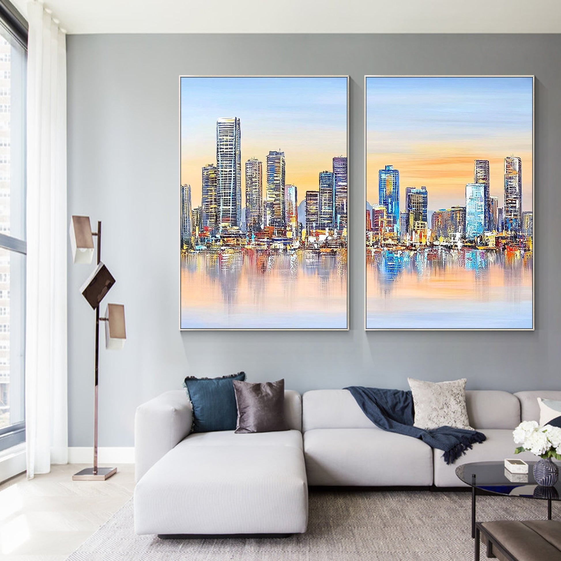Set of 2 city skyline
