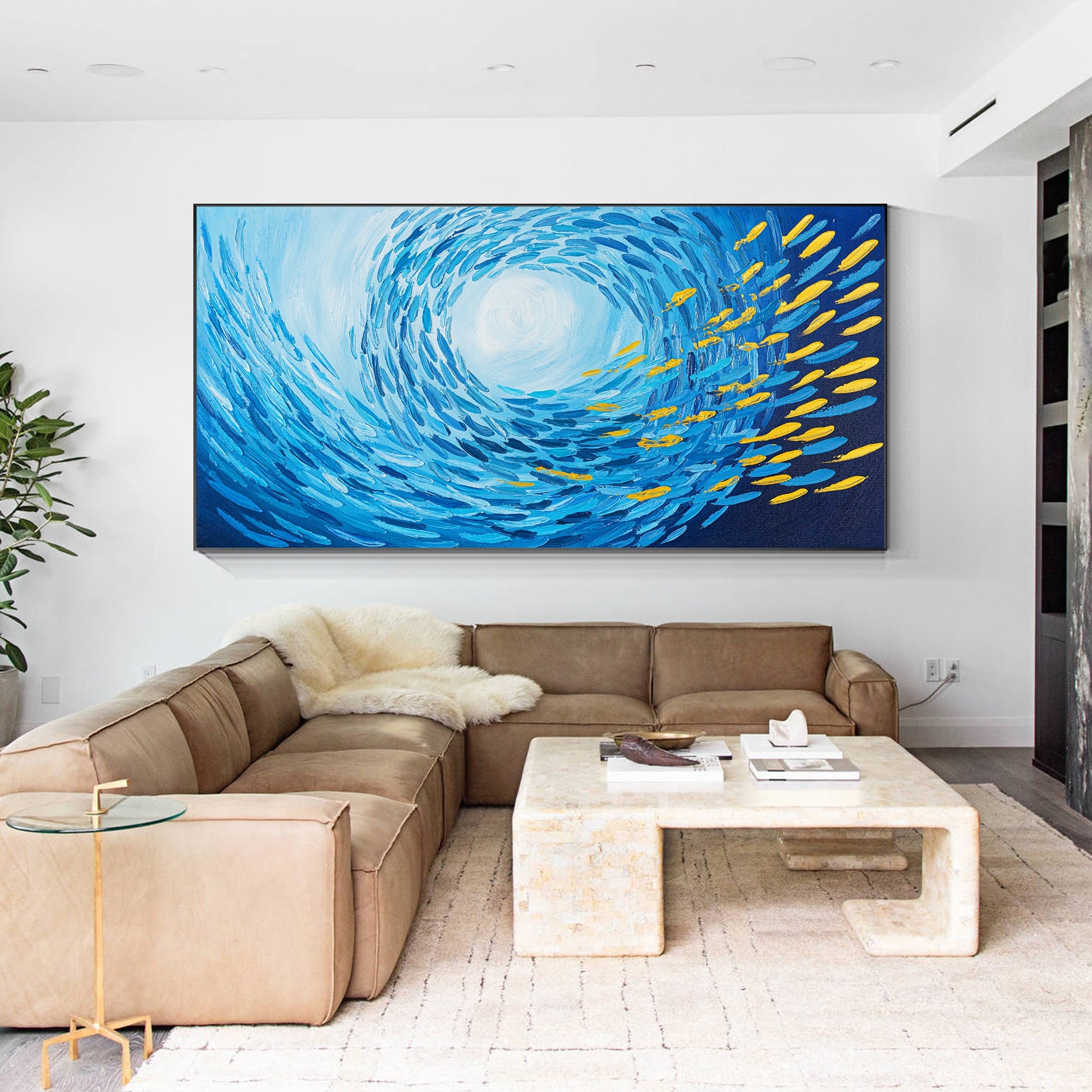 Original Blue School Of Fish Painting