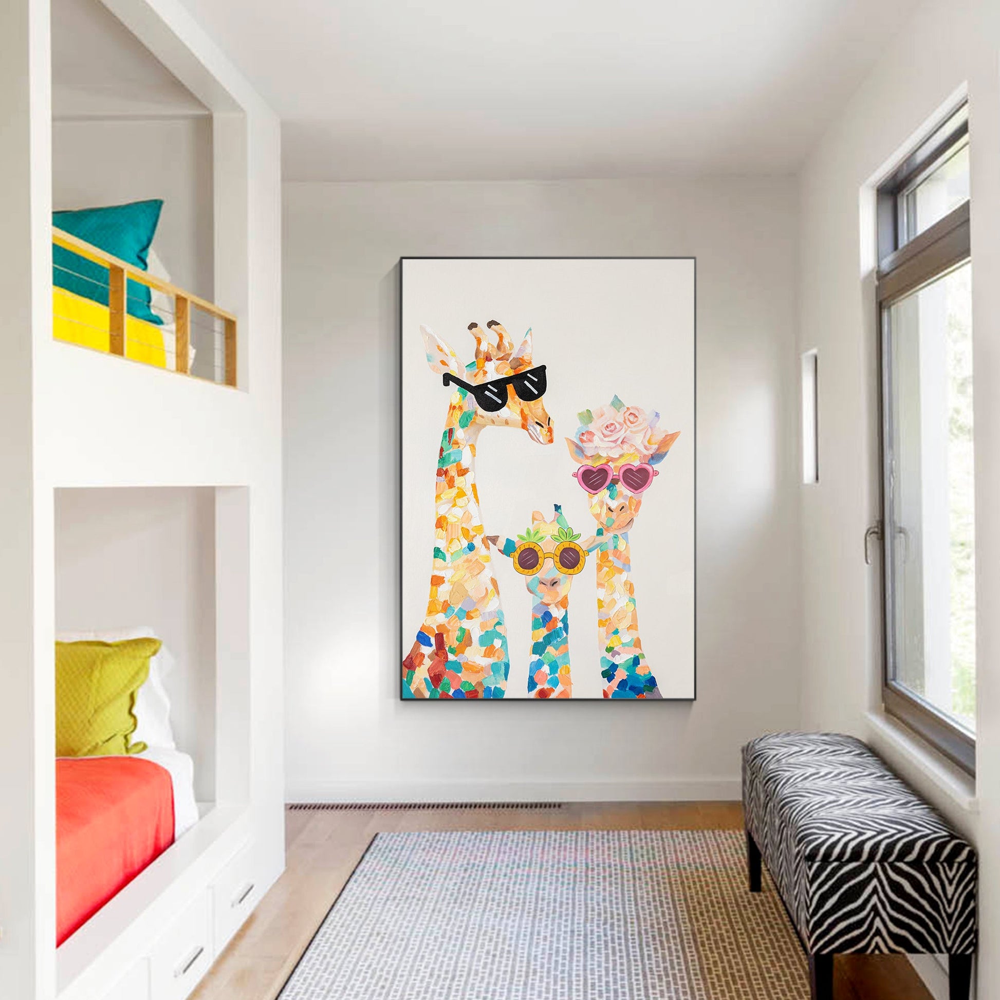 Original large giraffe family painting