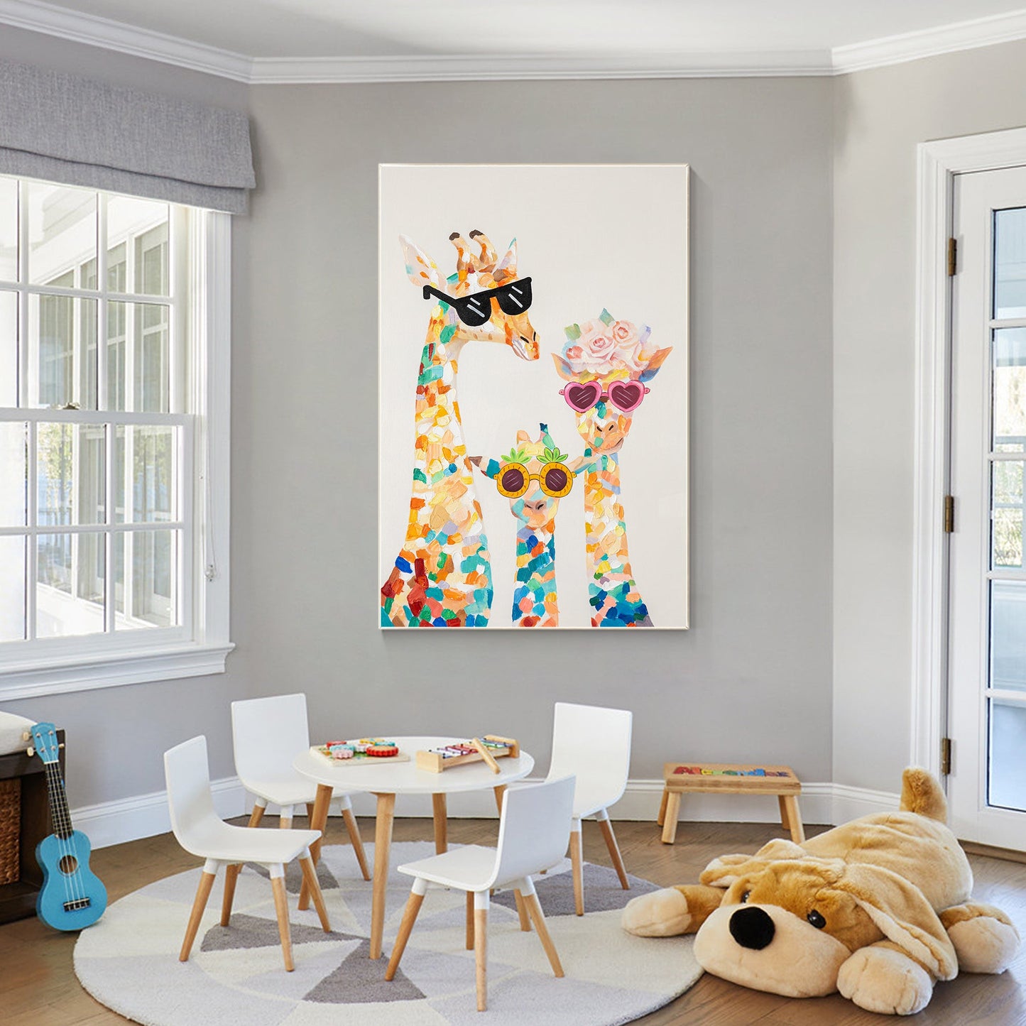 Original large giraffe family painting