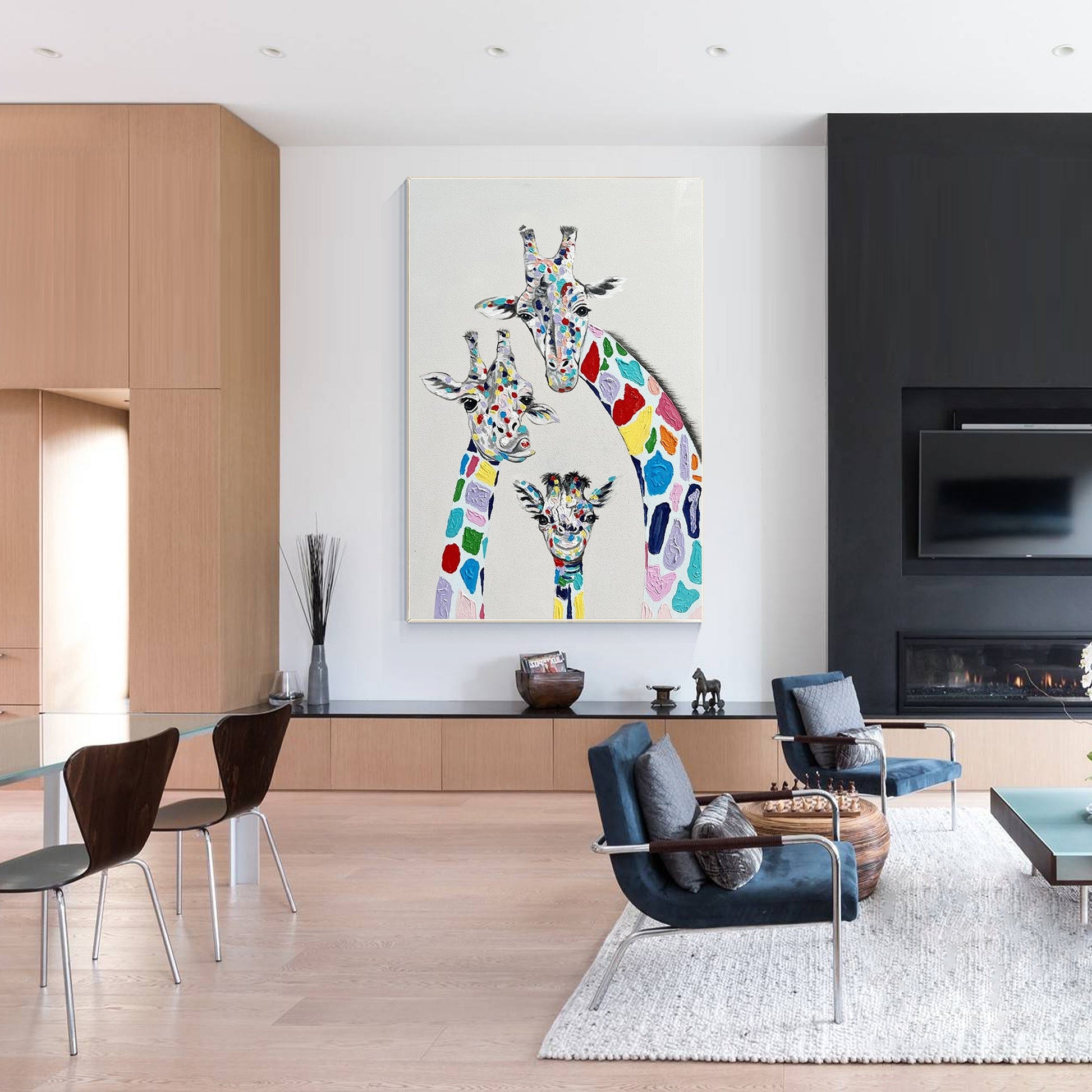 Original large giraffe family painting