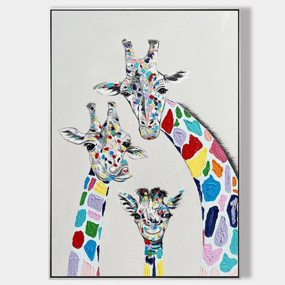 Original large giraffe family painting