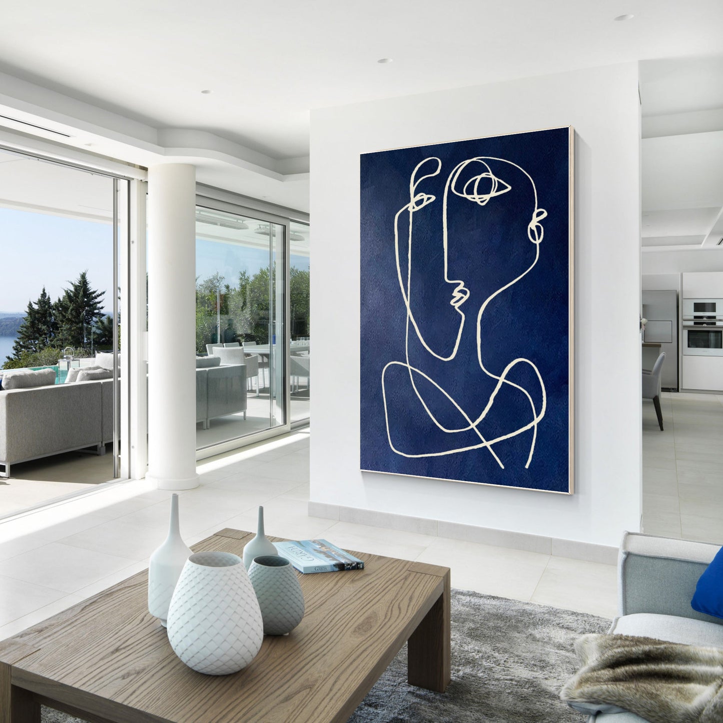 Navy Blue Picasso Line Art
