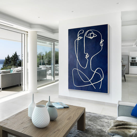 Navy Blue Picasso Line Art