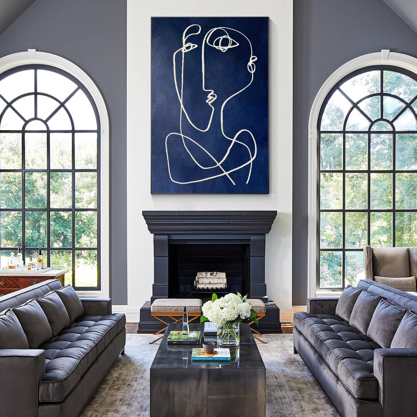 Navy Blue Picasso Line Art
