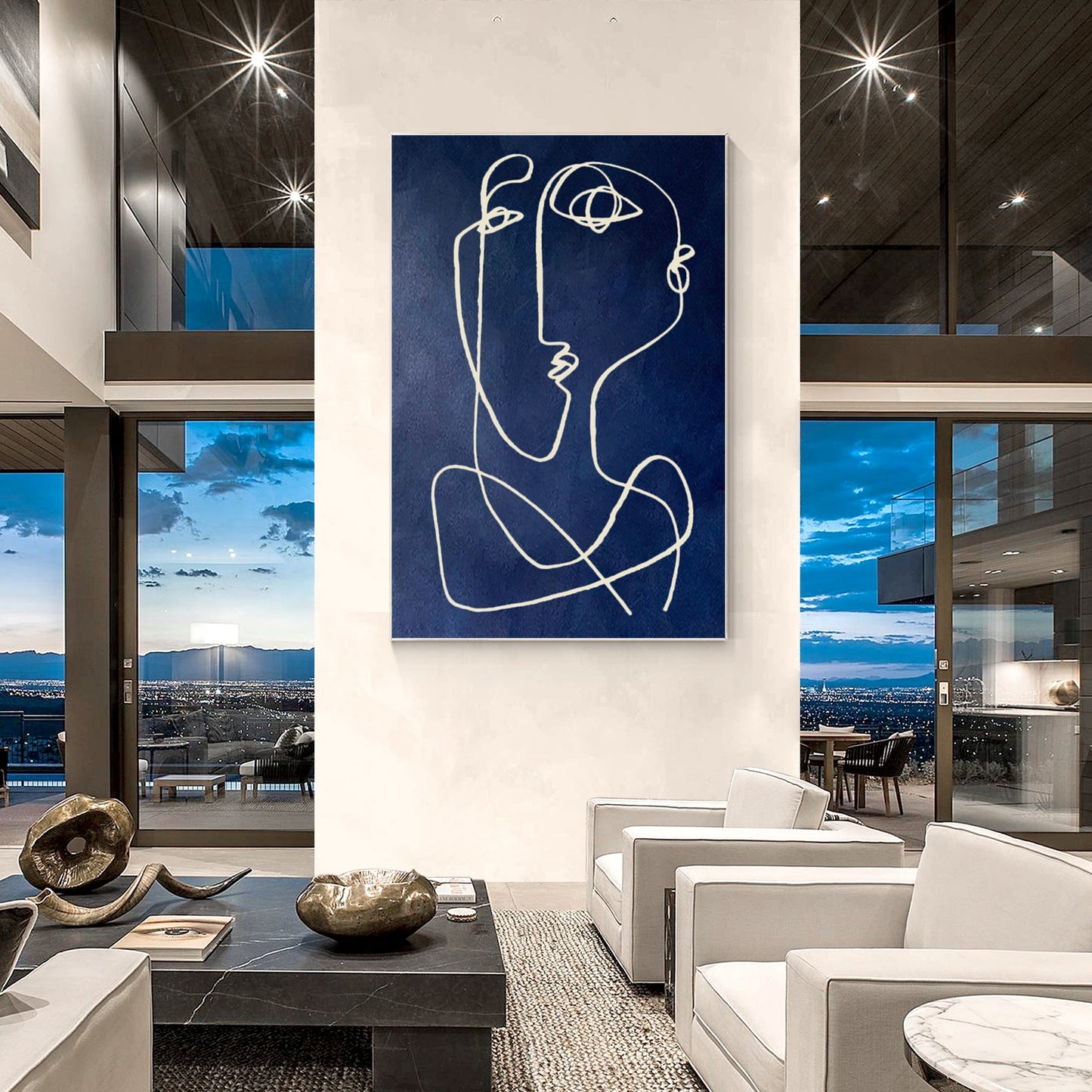 Navy Blue Picasso Line Art