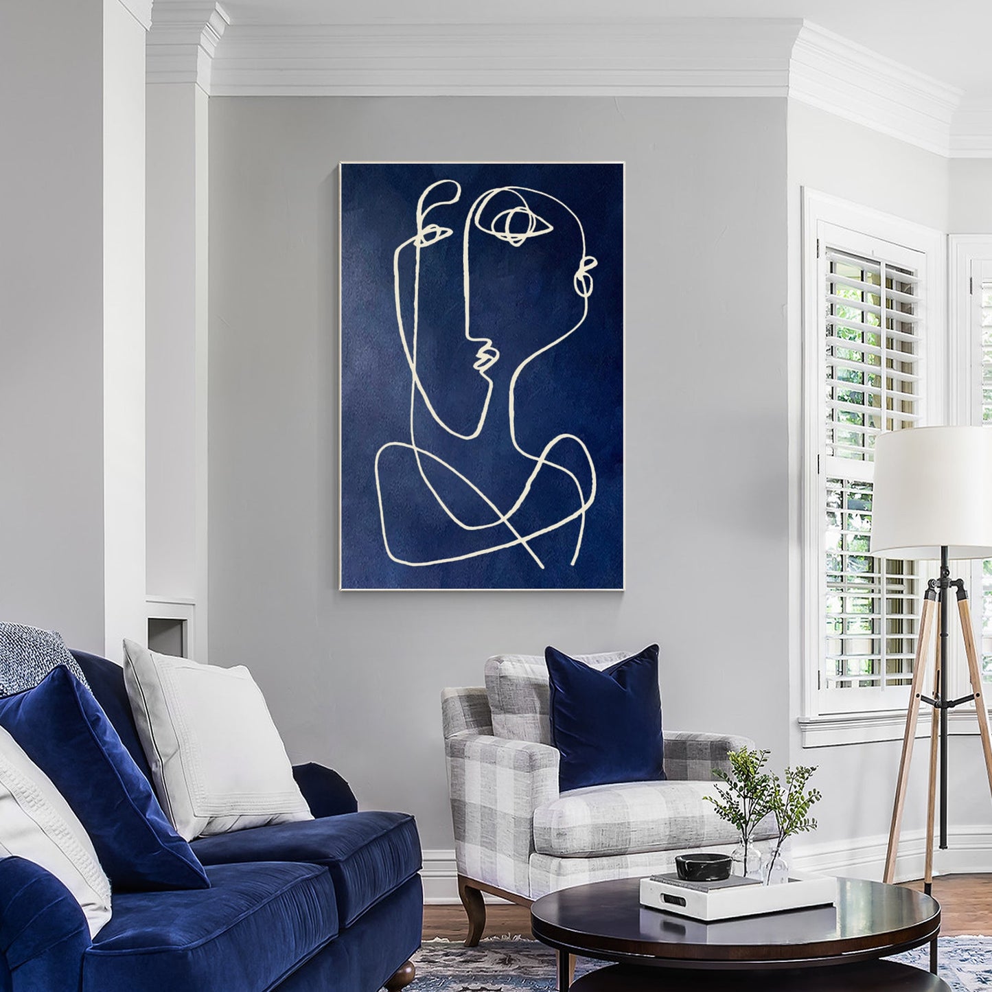 Navy Blue Picasso Line Art