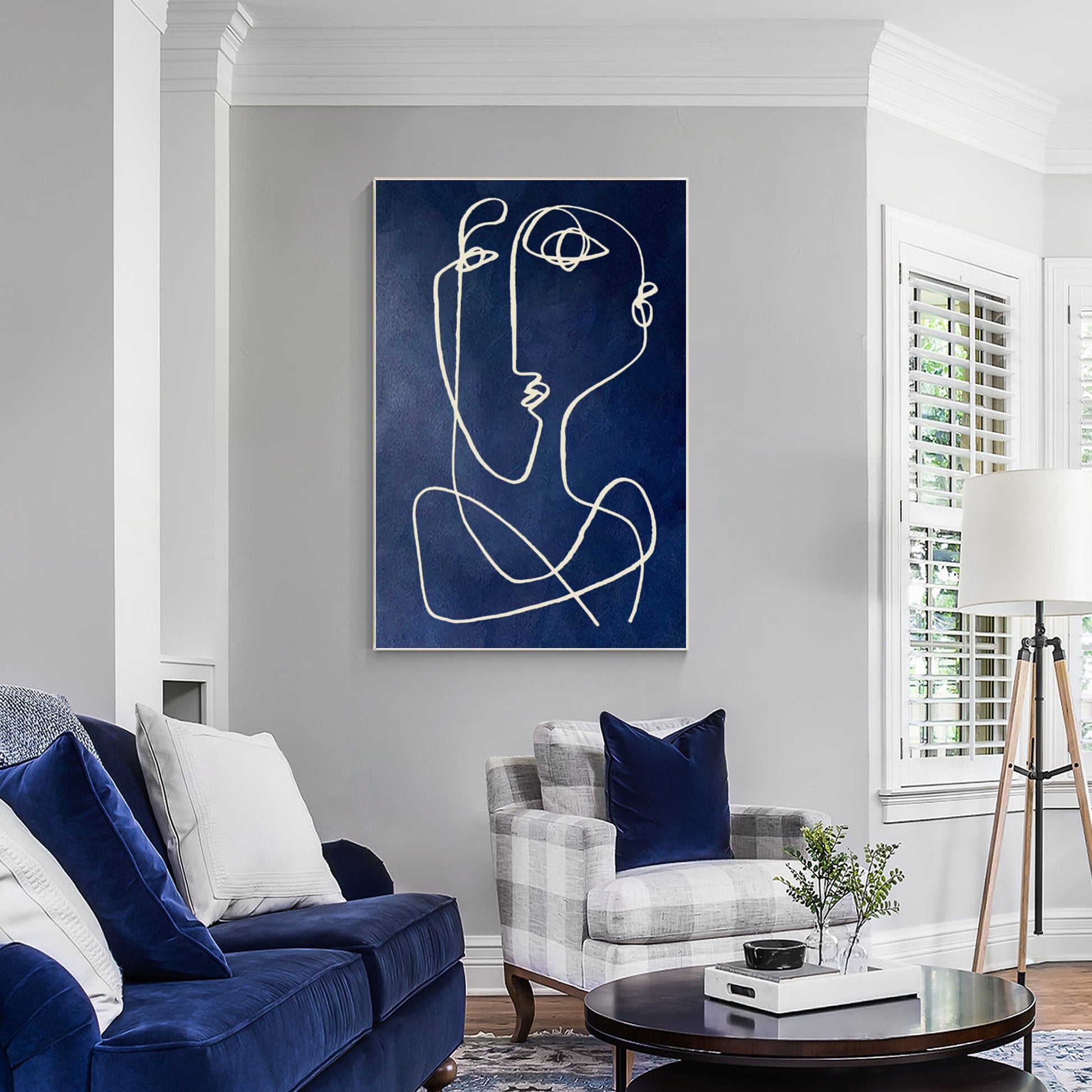 Navy Blue Picasso Line Art