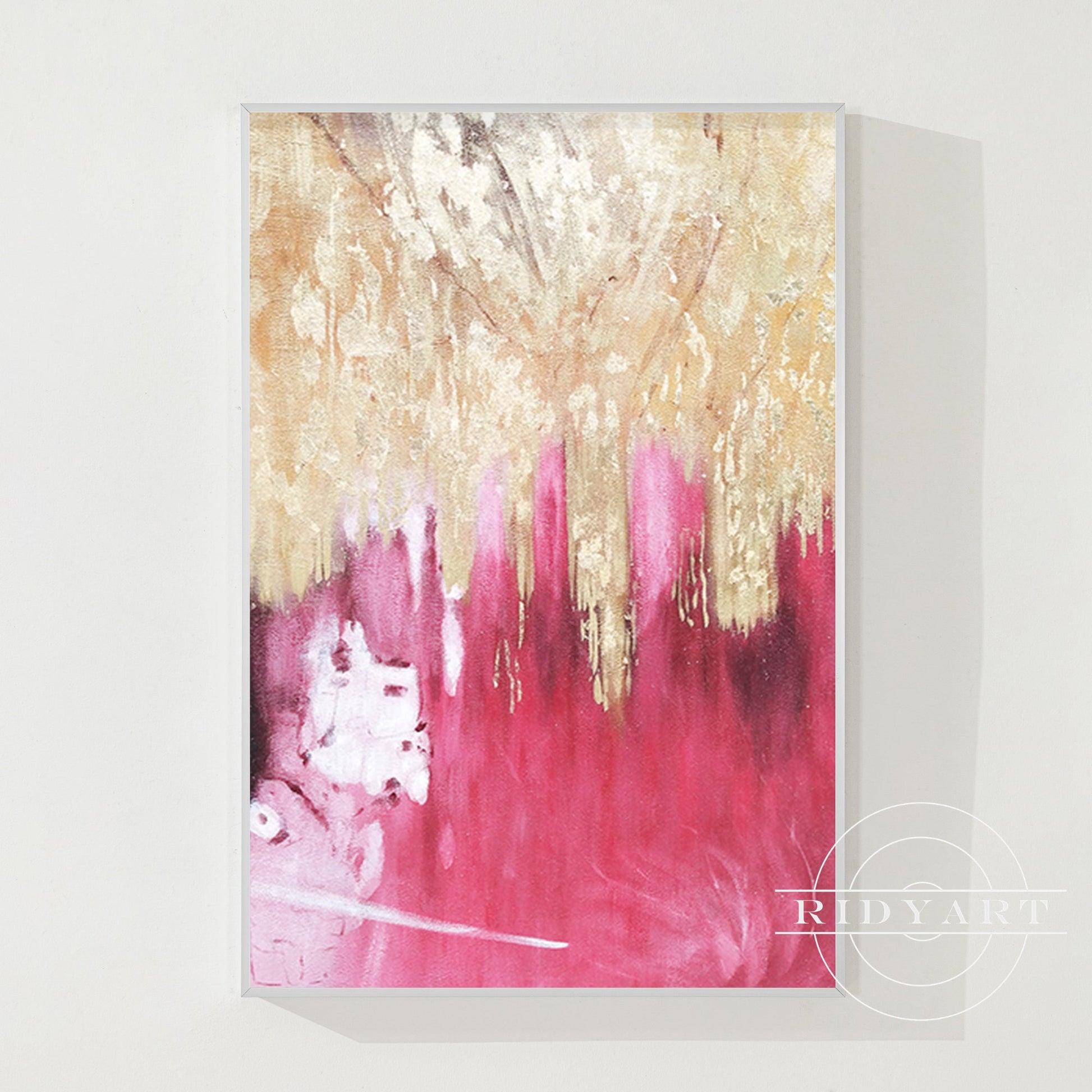 Pink Gold Foil Abstract Canvas Painting Wall Art