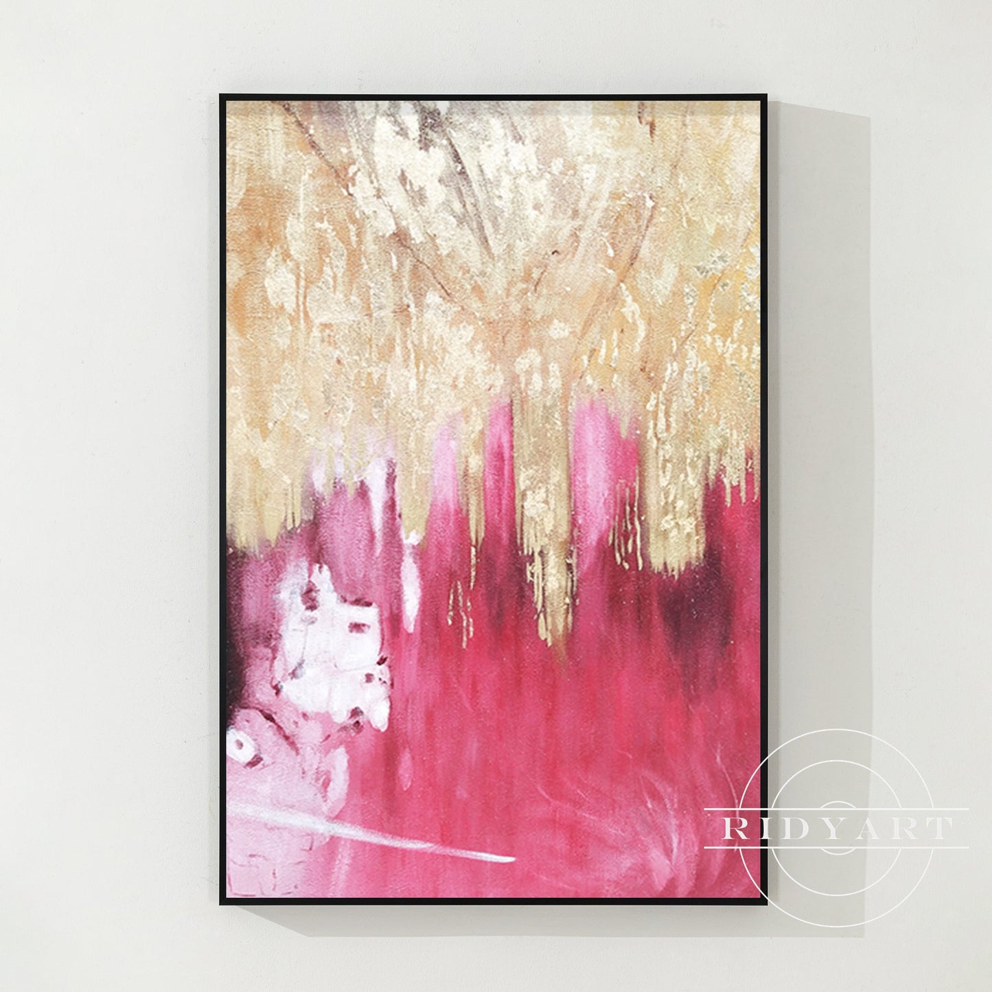 Pink Gold Foil Abstract Canvas Painting Wall Art