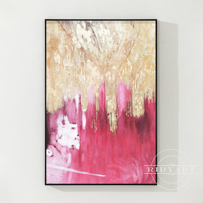 Pink Gold Foil Abstract Canvas Painting Wall Art