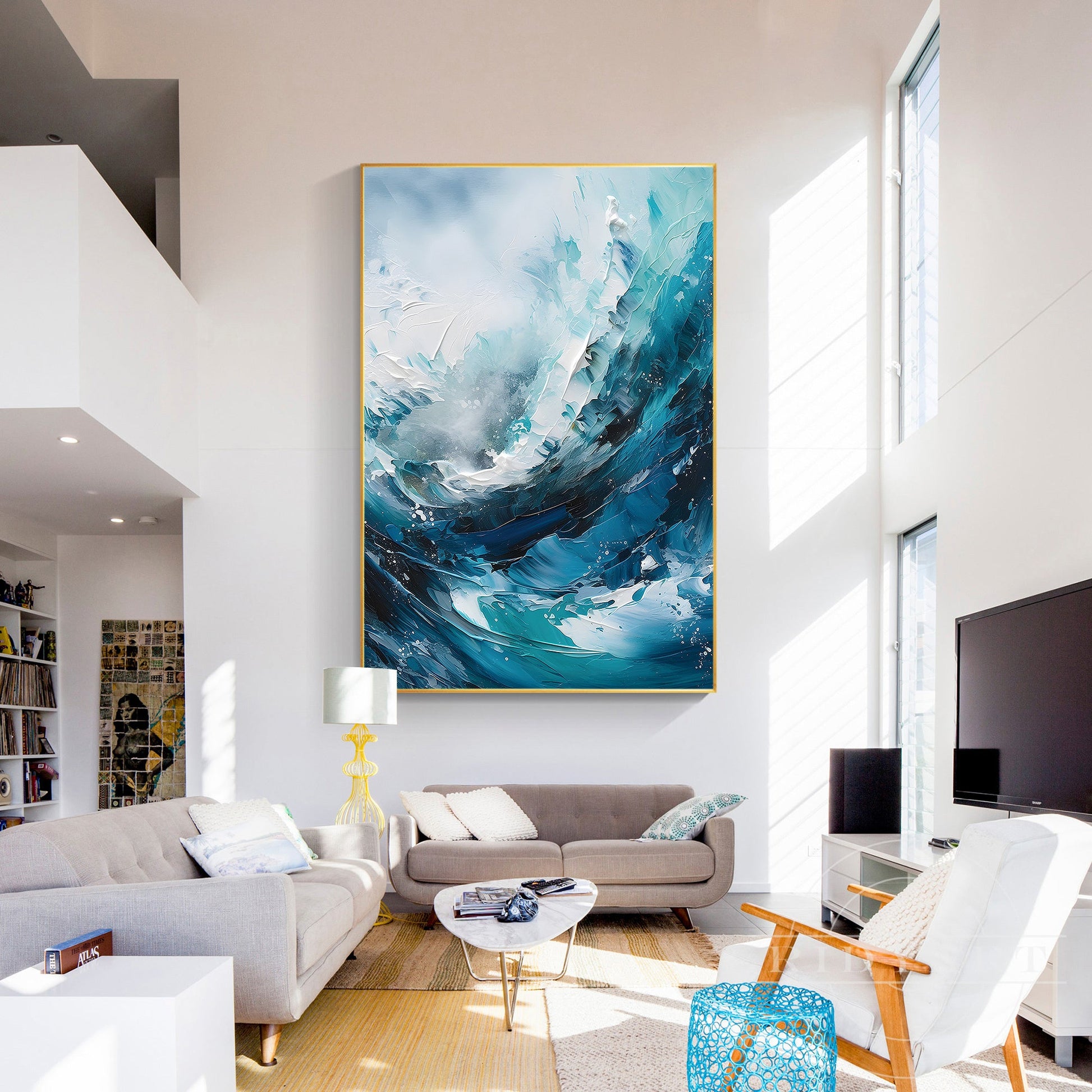 Teal Blue Textured Art
