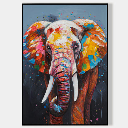Luxury Colorful Elephant Wildlife Oil Painting