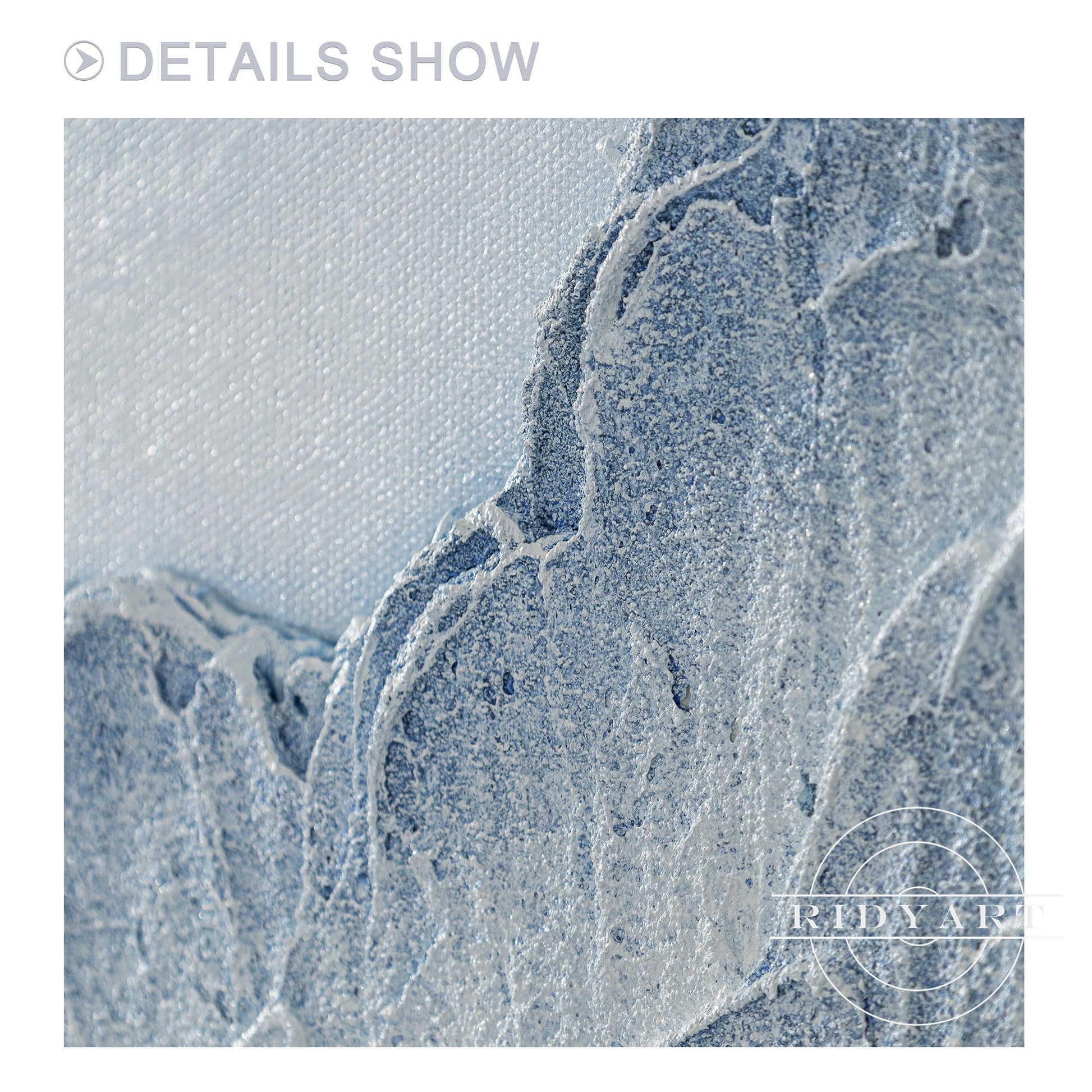 Round Blue White Mountain 3D Texture Wall Art Framed