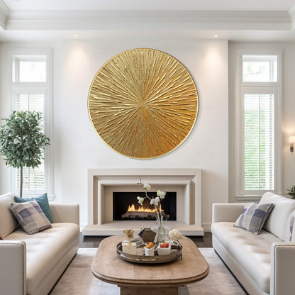 Round Gold Leaf 3D Textured Wall Art