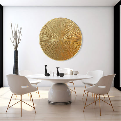 Round Gold Leaf 3D Textured Wall Art