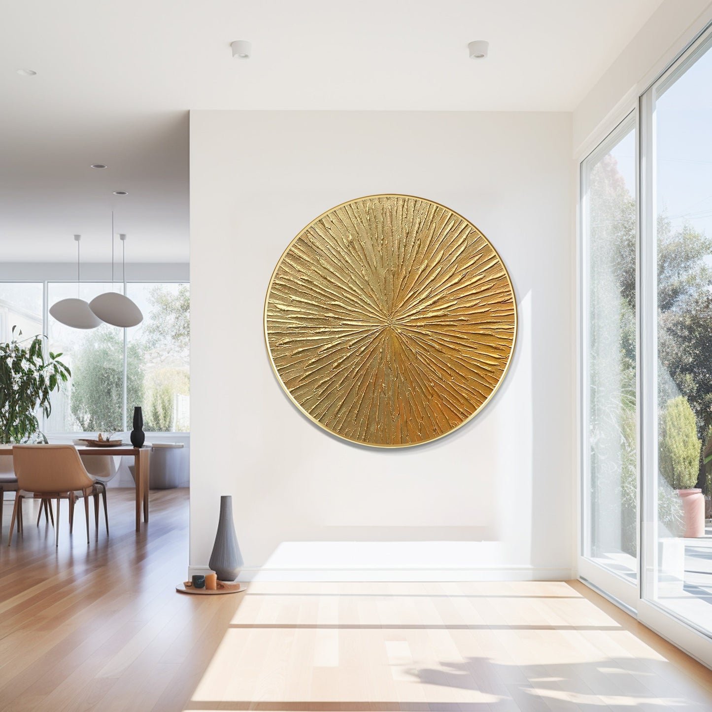 Round Gold Leaf 3D Textured Wall Art