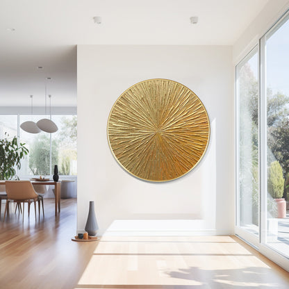 Round Gold Leaf 3D Textured Wall Art