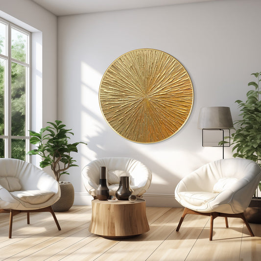 Round Gold Leaf 3D Textured Wall Art