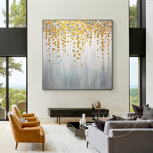Sage Green Mountain Painting - Minimalist Large Wall Art
