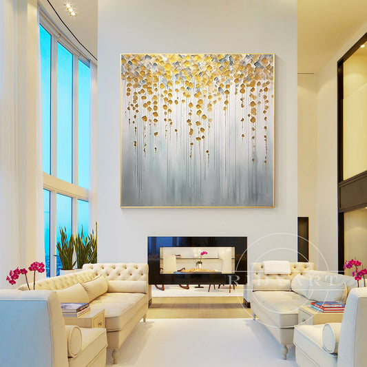 Sage Green Mountain Painting - Minimalist Large Wall Art