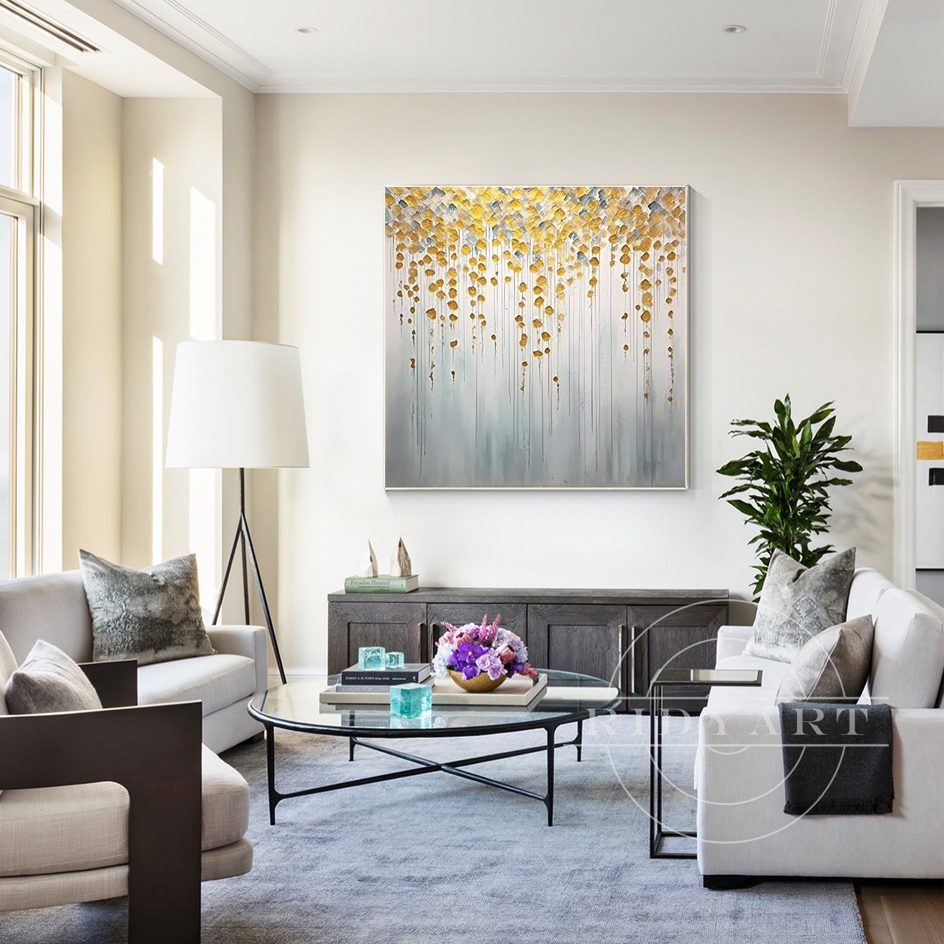 Sage Green Mountain Painting - Minimalist Large Wall Art