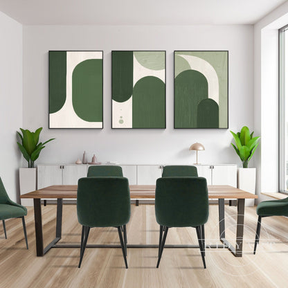Triptych Sage green Textured art