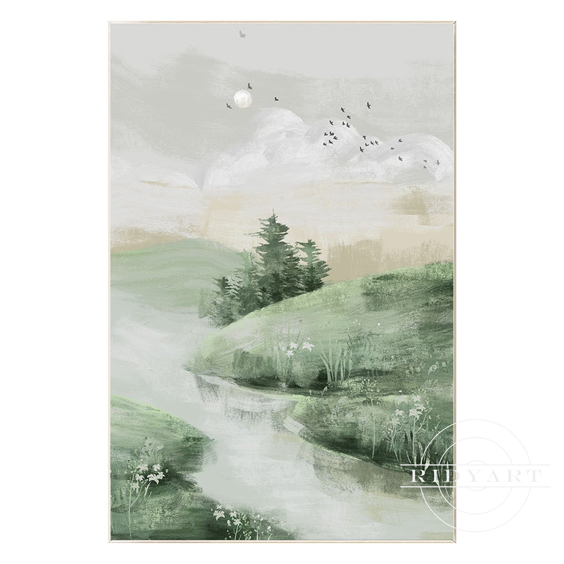 Sage green Landscape Wall Art