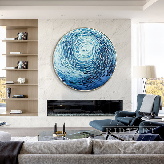 School of Fish Round Wall Art