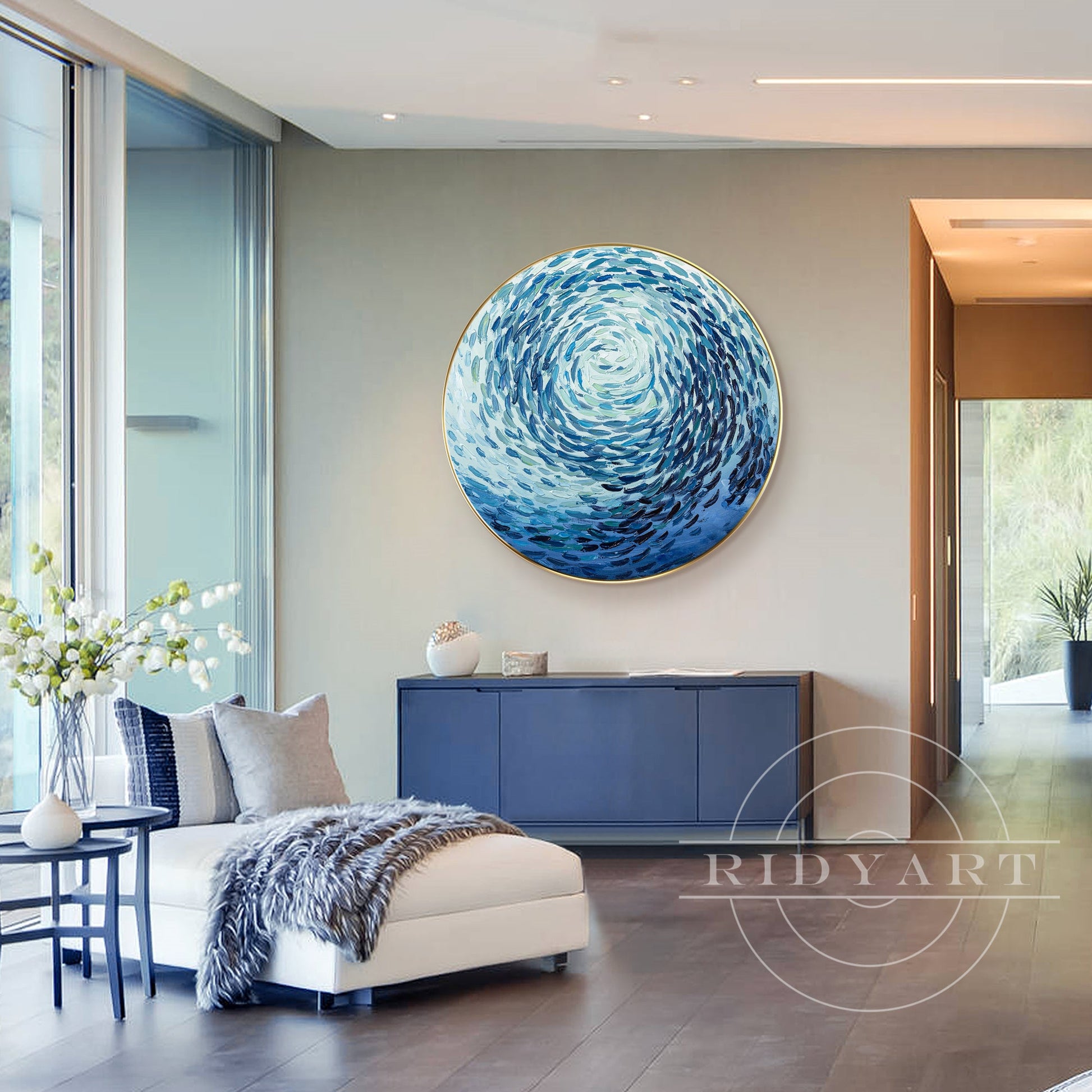 School of Fish Round Wall Art