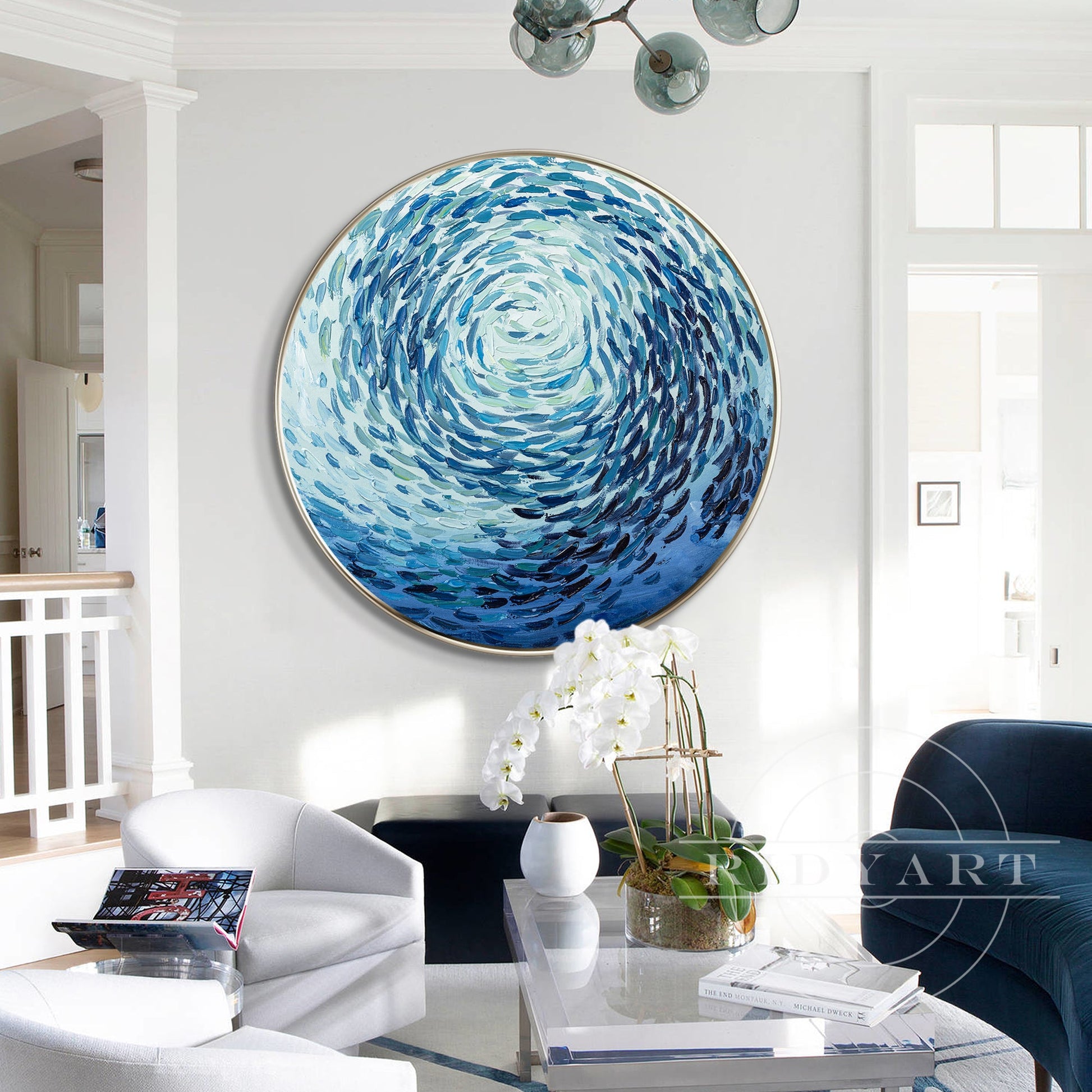 School of Fish Round Wall Art