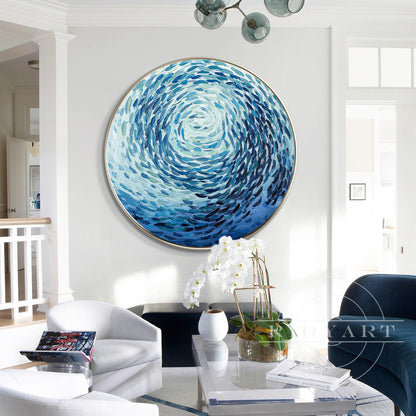 School of Fish Round Wall Art