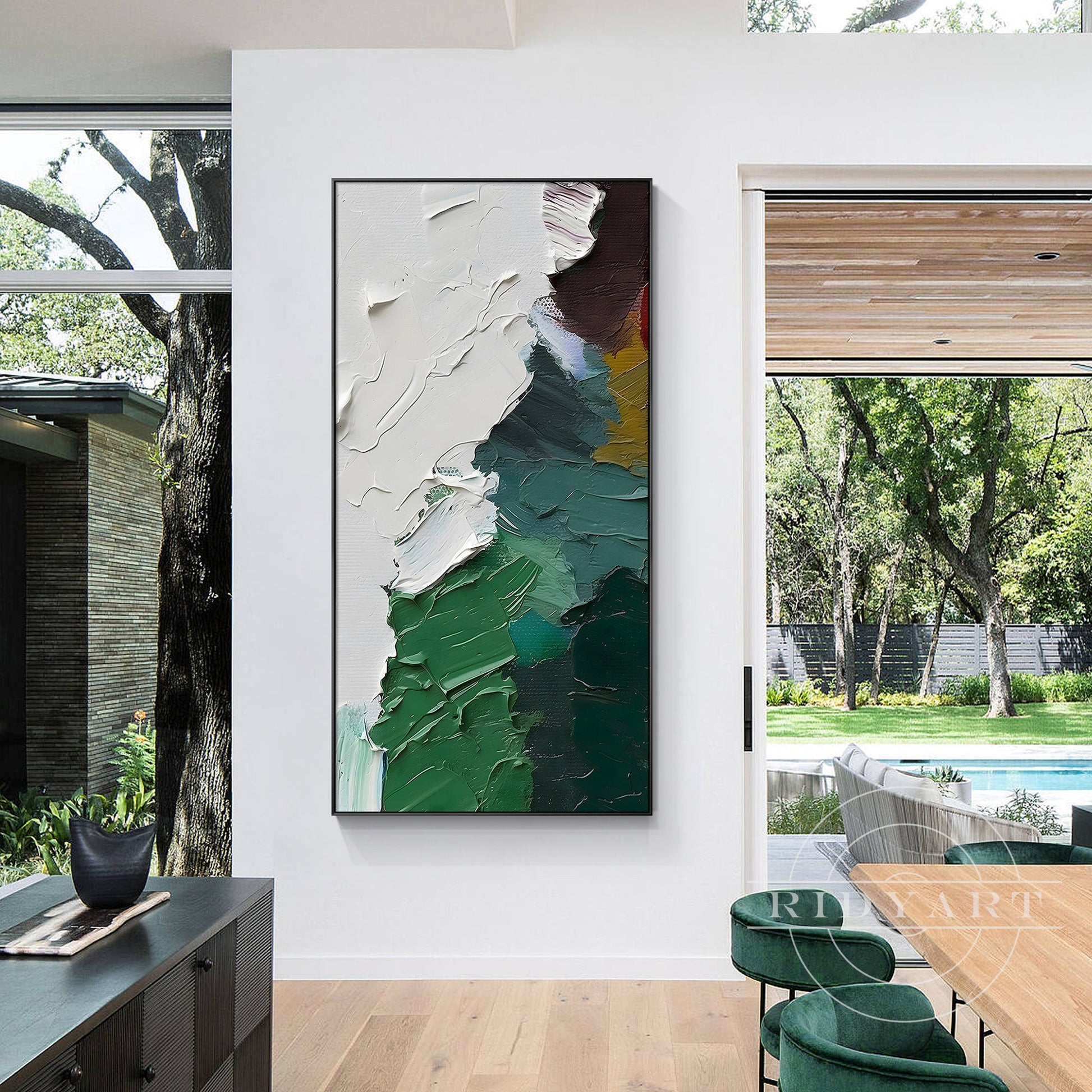 Green abstract wall art-1