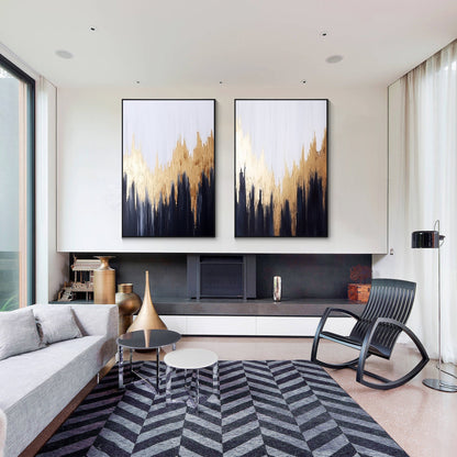 Set of 2 Gold Abstract Painting_W019