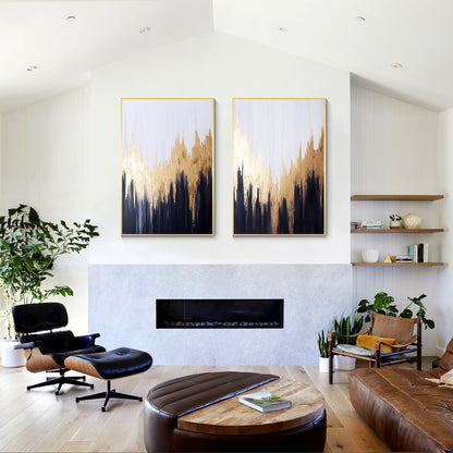 Set of 2 Gold Abstract Painting_W019