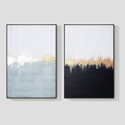 Set of 2 Gold Abstract Painting_W018