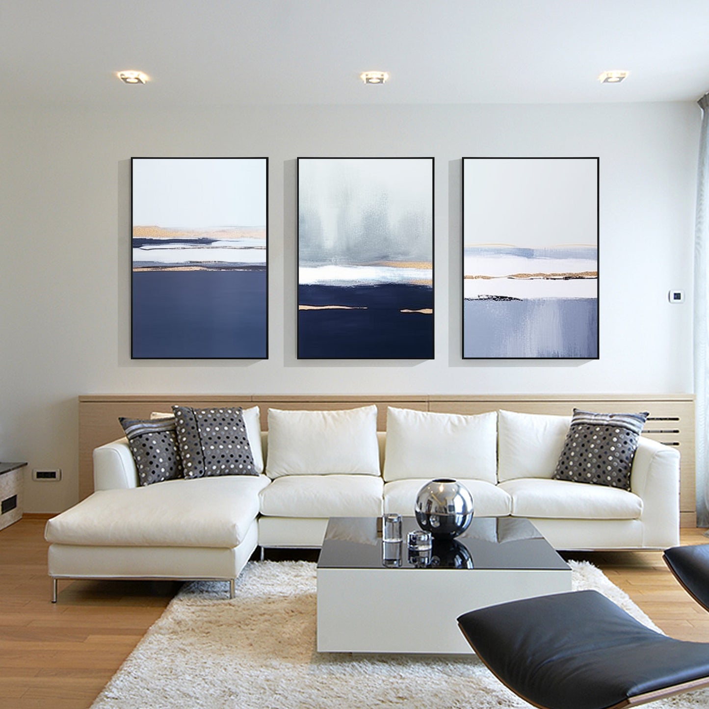 Set of 3 Ocean Abstract Painting_W016