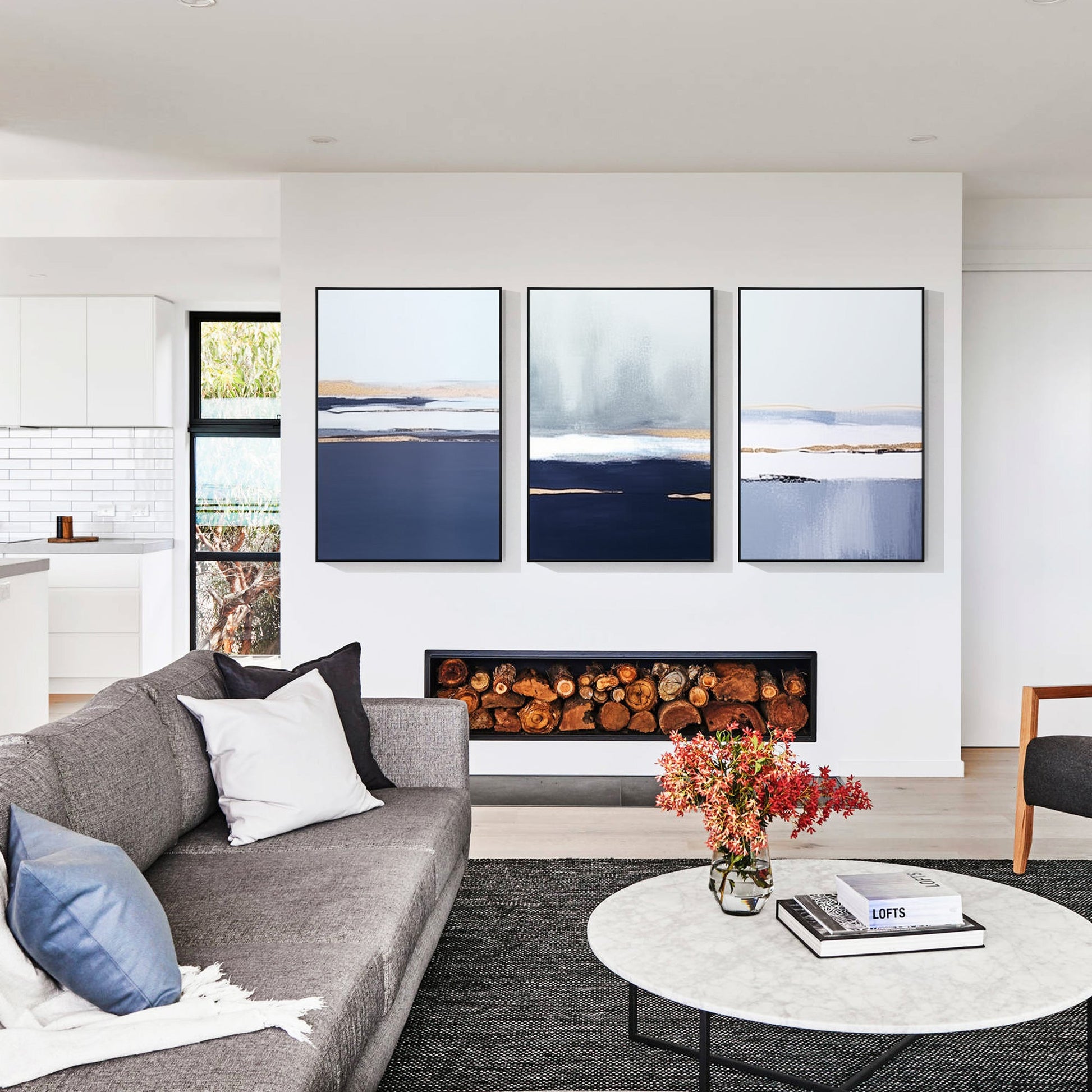 Set of 3 Ocean Abstract Painting_W016