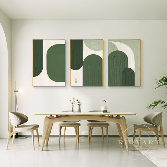 Triptych Sage green Textured art